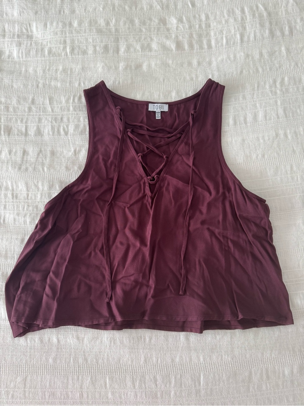 Tobi Lace-Up Sleeveless Tank Top — Wine